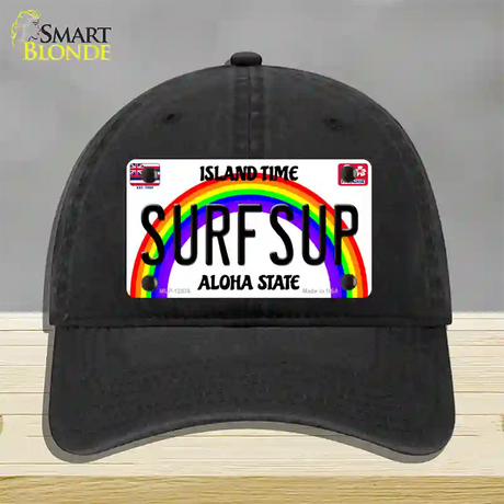 Surfsup Hawaii Novelty License Plate Hat Unconstructed Cotton / Black