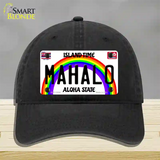 Mahalo Hawaii Novelty License Plate Hat Unconstructed Cotton / Black