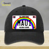 Maui Hawaii Novelty License Plate Hat Unconstructed Cotton / Black