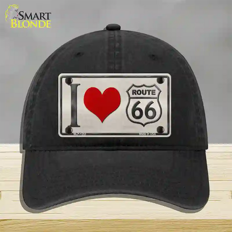 I Love Route 66 Novelty License Plate Hat Unconstructed Cotton / Black