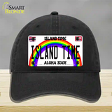 Island Time Hawaii Novelty License Plate Hat Unconstructed Cotton / Black