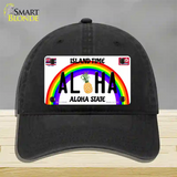 Aloha Pineapple Hawaii Novelty License Plate Hat Unconstructed Cotton / Black