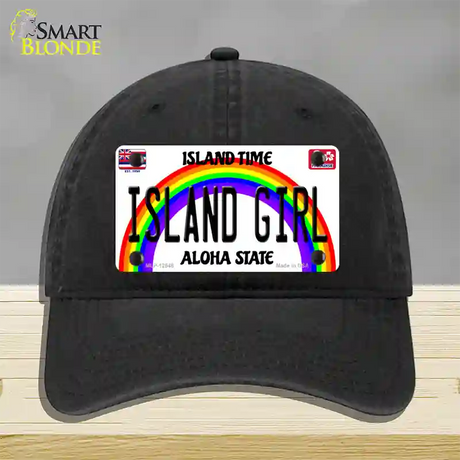 Island Girl Hawaii Novelty License Plate Hat Unconstructed Cotton / Black