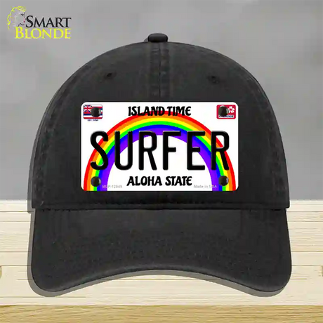 Surfer Hawaii Novelty License Plate Hat Unconstructed Cotton / Black