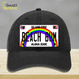 Beach Bum Hawaii Novelty License Plate Hat Unconstructed Cotton / Black