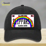 Slippahs Hawaii Novelty License Plate Hat Unconstructed Cotton / Black