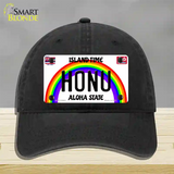 Honu Hawaii Novelty License Plate Hat Unconstructed Cotton / Black