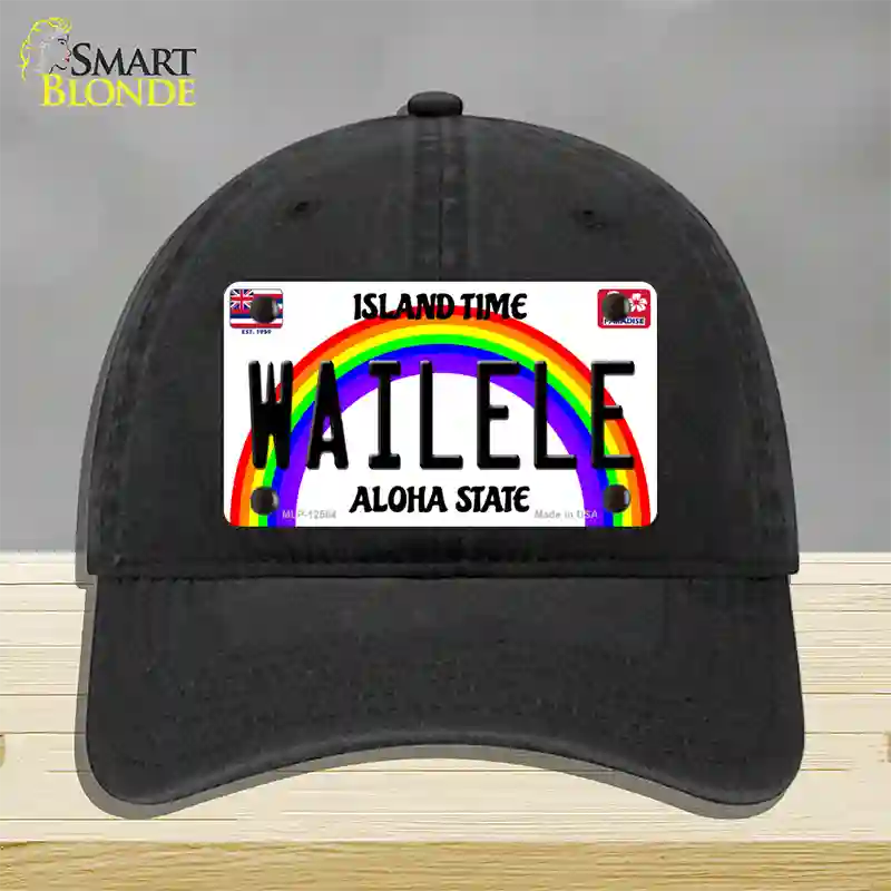 Wailele Hawaii Novelty License Plate Hat Unconstructed Cotton / Black