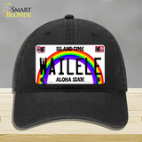 Wailele Hawaii Novelty License Plate Hat Unconstructed Cotton / Black