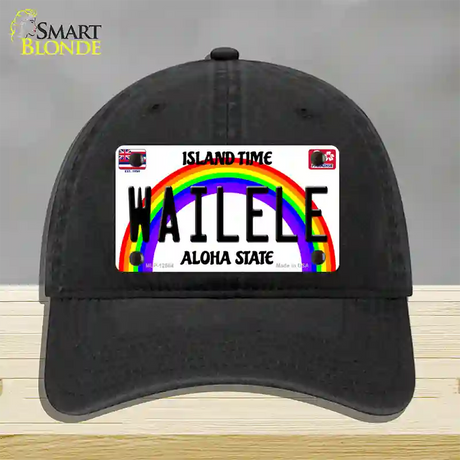 Wailele Hawaii Novelty License Plate Hat Unconstructed Cotton / Black