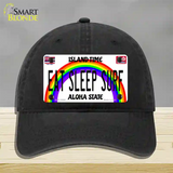 Eat Sleep Surf Hawaii Novelty License Plate Hat Unconstructed Cotton / Black