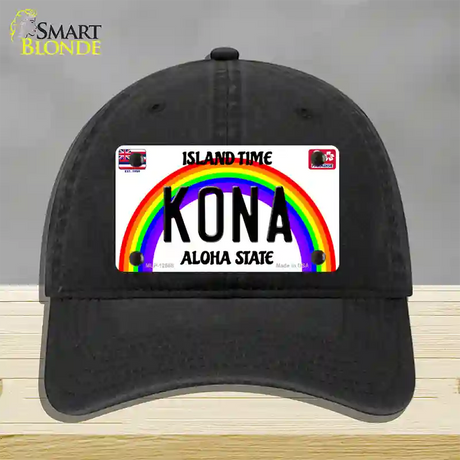 Kona Hawaii Novelty License Plate Hat Unconstructed Cotton / Black