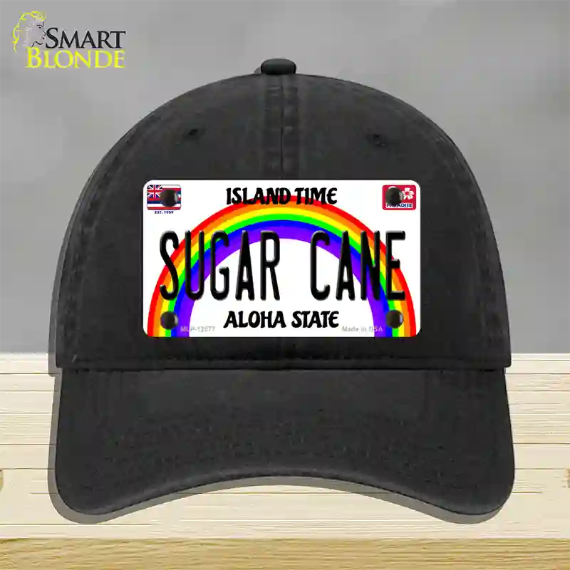 Sugar Cane Hawaii Novelty License Plate Hat Unconstructed Cotton / Black