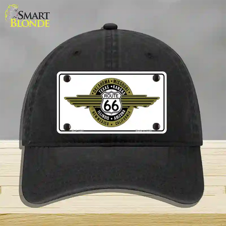 Route 66 Shield Emblem Novelty License Plate Hat Unconstructed Cotton / Black