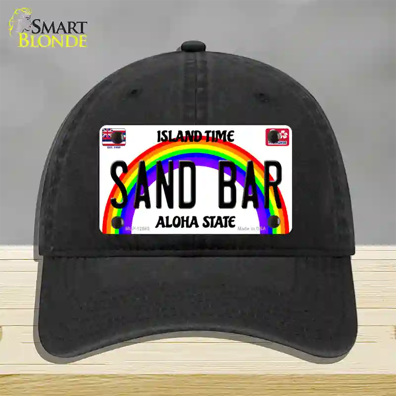 Sand Bar Hawaii Novelty License Plate Hat Unconstructed Cotton / Black