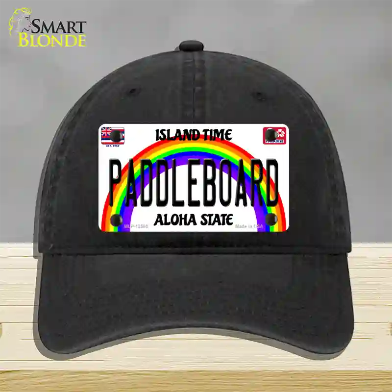 Paddleboard Hawaii Novelty License Plate Hat Unconstructed Cotton / Black