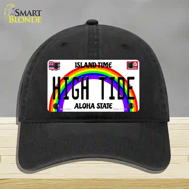 High Tide Hawaii Novelty License Plate Hat Unconstructed Cotton / Black