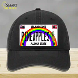 Pineapples Hawaii Novelty License Plate Hat Unconstructed Cotton / Black