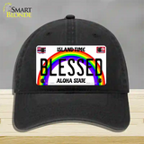 Blessed Hawaii Novelty License Plate Hat Unconstructed Cotton / Black