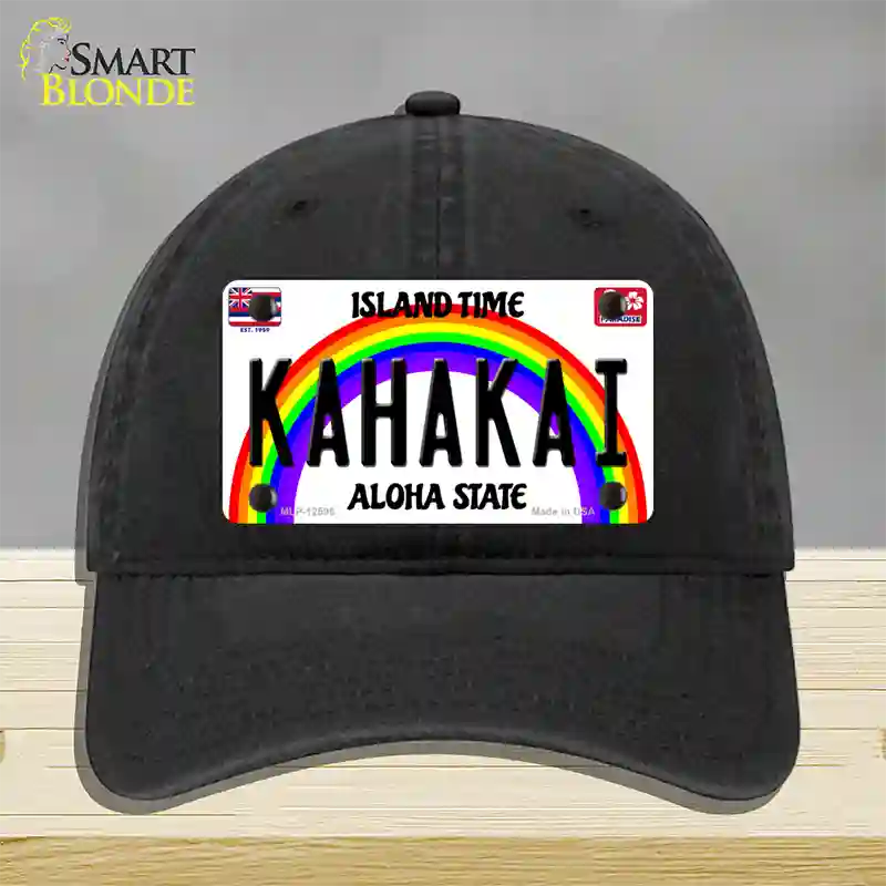 Kahakai Hawaii Novelty License Plate Hat Unconstructed Cotton / Black