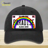 Paradise Hawaii Novelty License Plate Hat Unconstructed Cotton / Black