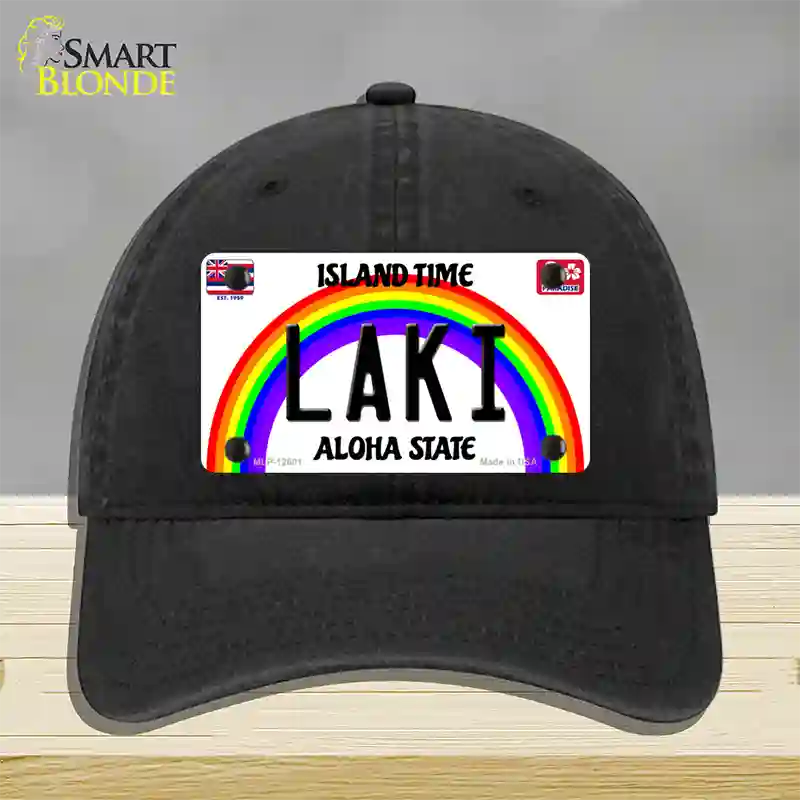 Laki Hawaii Novelty License Plate Hat Unconstructed Cotton / Black