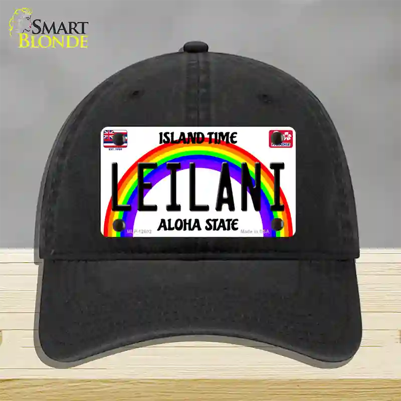 Leilani Hawaii Novelty License Plate Hat Unconstructed Cotton / Black