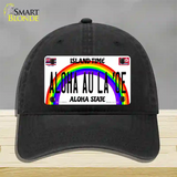 Aloha Au La Oe Hawaii Novelty License Plate Hat Unconstructed Cotton / Black