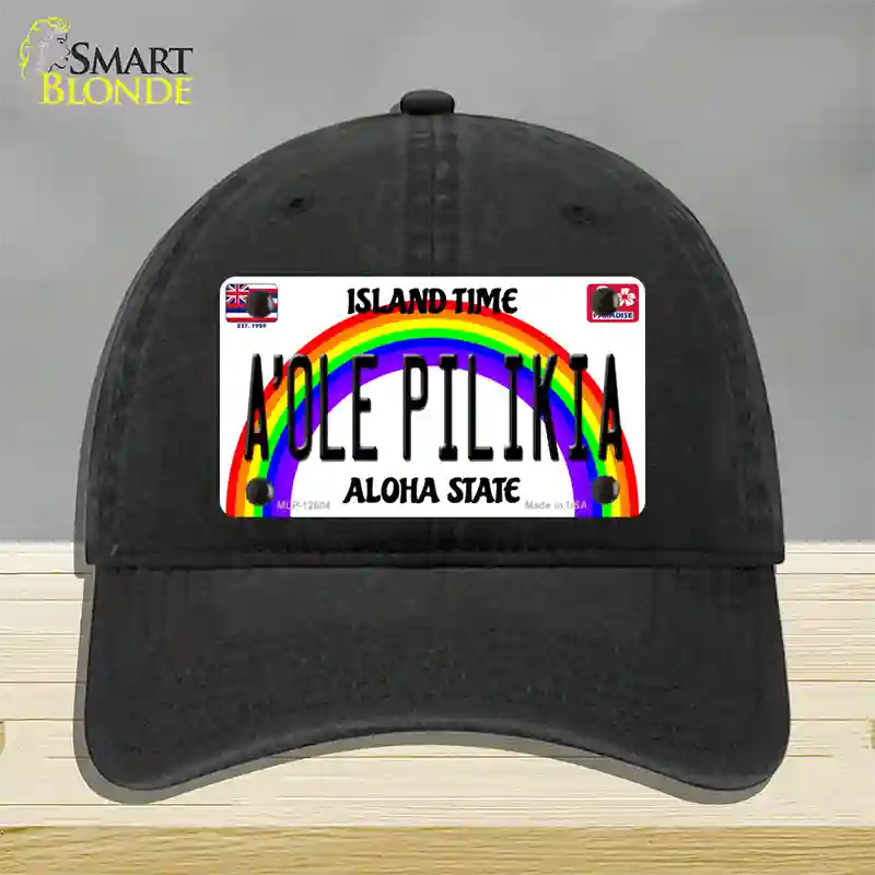 A Ole Pilikia Hawaii Novelty License Plate Hat Unconstructed Cotton / Black