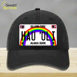 Hau Oli Hawaii Novelty License Plate Hat Unconstructed Cotton / Black