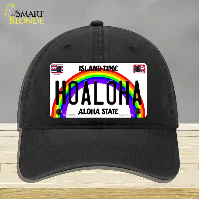 Hoaloha Hawaii Novelty License Plate Hat Unconstructed Cotton / Black