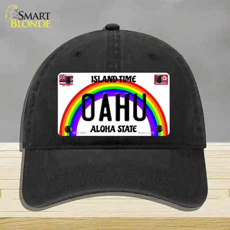 Oahu Hawaii Novelty License Plate Hat Unconstructed Cotton / Black