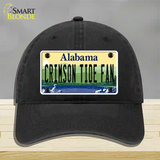 Crimson Tide Fan Novelty License Plate Hat Unconstructed Cotton / Black