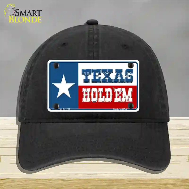 Texas Hold Em Novelty License Plate Hat Unconstructed Cotton / Black