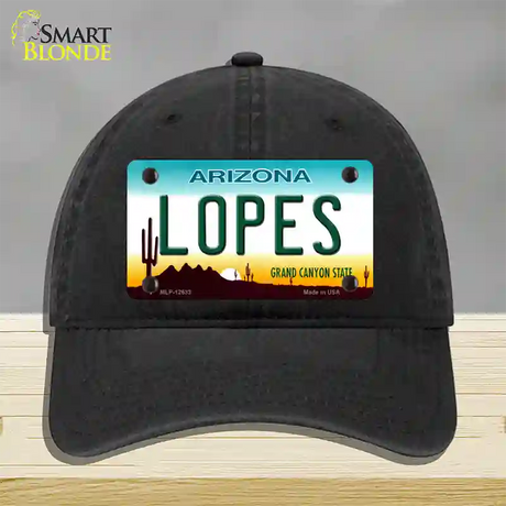 Lopes Novelty License Plate Hat Unconstructed Cotton / Black