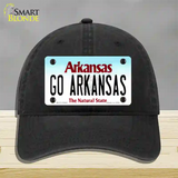 Go Arkansas Novelty License Plate Hat Unconstructed Cotton / Black