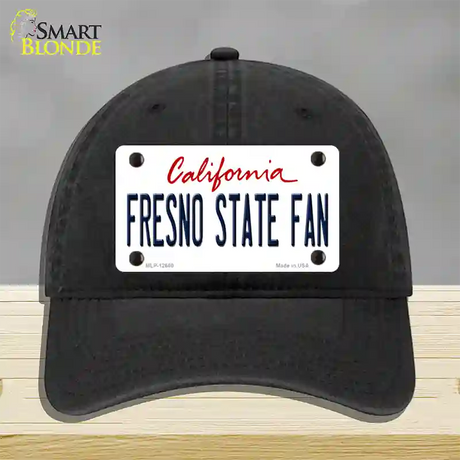 Fresno State Fan Novelty License Plate Hat Unconstructed Cotton / Black