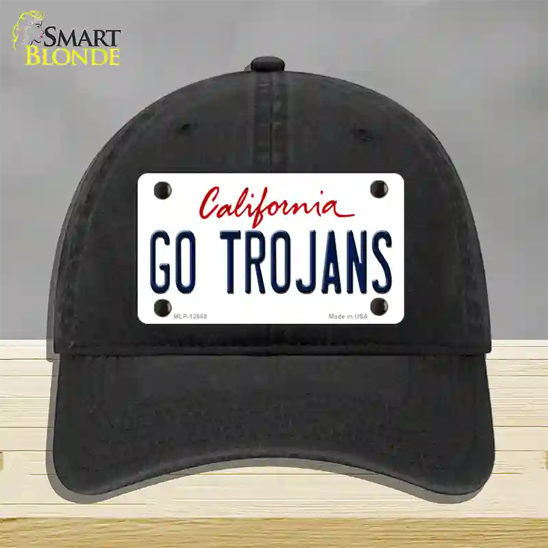 Go Trojans Novelty License Plate Hat Unconstructed Cotton / Black