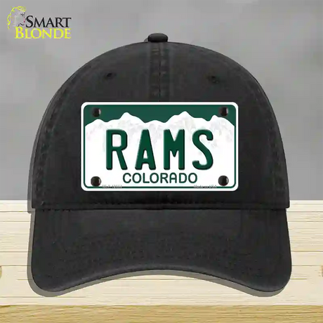 Rams Novelty License Plate Hat Unconstructed Cotton / Black