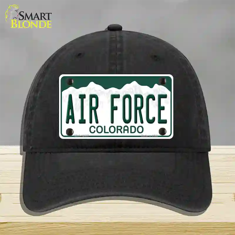 Air Force Novelty License Plate Hat Unconstructed Cotton / Black