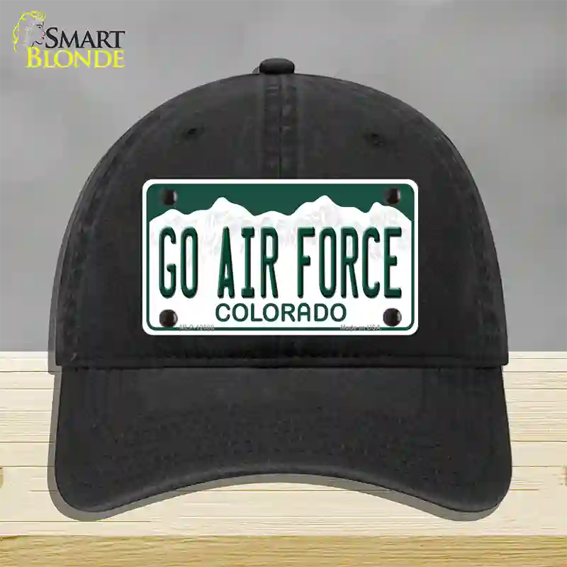 Go Air Force Novelty License Plate Hat Unconstructed Cotton / Black