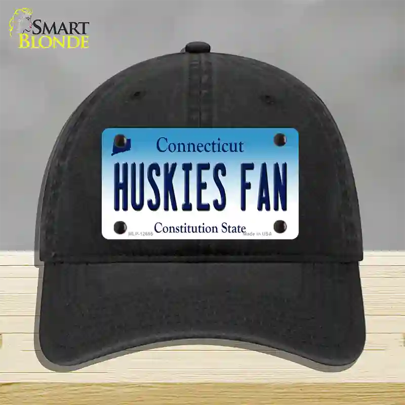 Huskies Fan Novelty License Plate Hat Unconstructed Cotton / Black