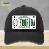 Go Florida Novelty License Plate Hat Unconstructed Cotton / Black