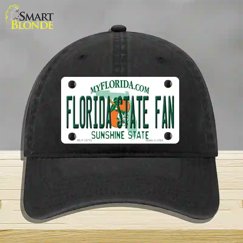 Florida State Fan Novelty License Plate Hat Unconstructed Cotton / Black