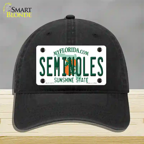 Seminoles Novelty License Plate Hat Unconstructed Cotton / Black