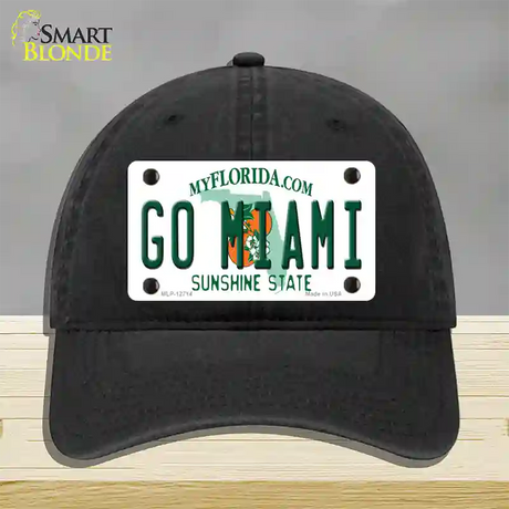 Go Miami Novelty License Plate Hat Unconstructed Cotton / Black