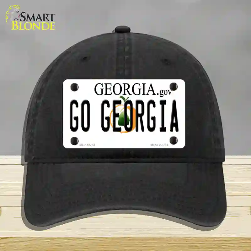 Go Georgia Novelty License Plate Hat Unconstructed Cotton / Black