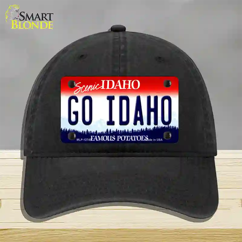 Go Idaho Novelty License Plate Hat Unconstructed Cotton / Black