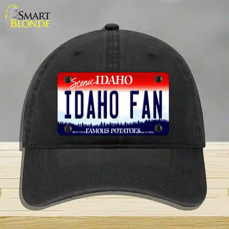 Idaho Fan Novelty License Plate Hat Unconstructed Cotton / Black