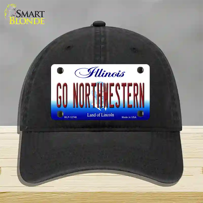 Go Northwestern Novelty License Plate Hat Unconstructed Cotton / Black